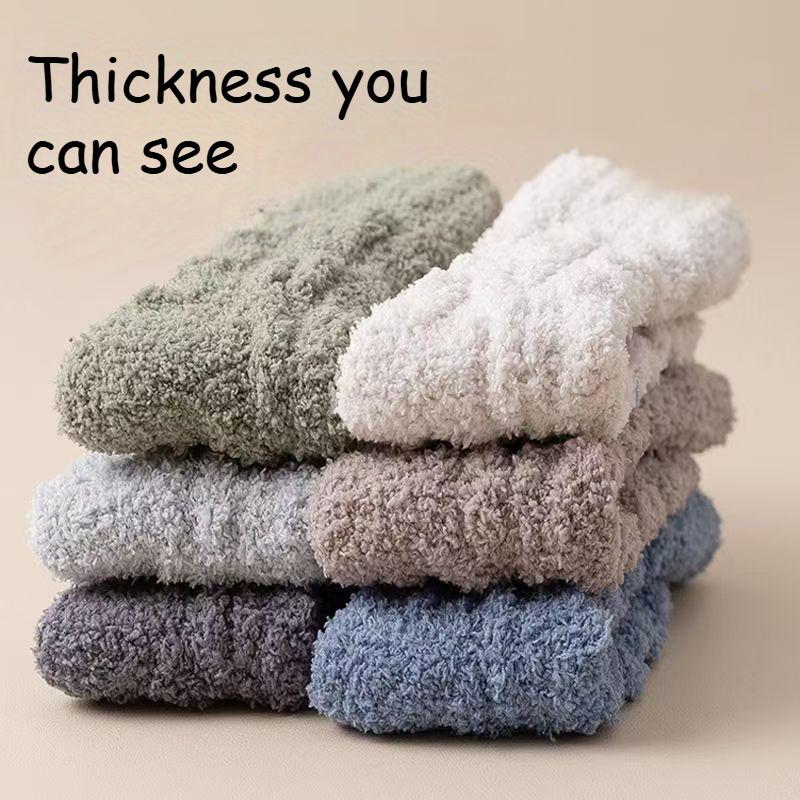 1Pair Coral Fleece Warm Daily Soft Socks Indoor Comfortable Gift Fluffy Lightweight Polyester Bedrooms