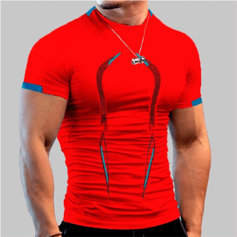 

Summer Men s Fitness Training Breathable Short Sleeve Quick Dry Shirt Men s Sports T-Shirt Athletic Wear Lightweight Comfortable Activewear for Gym M красный