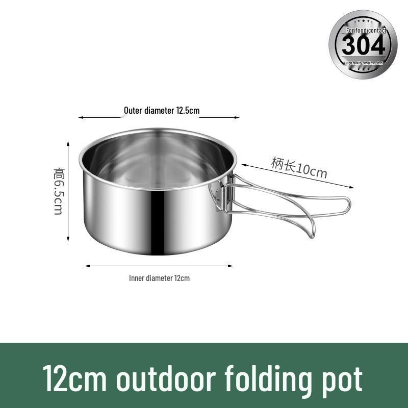 Yuedes Outdoor Cookware: 304 Stainless Steel Camping Folding Tableware Set