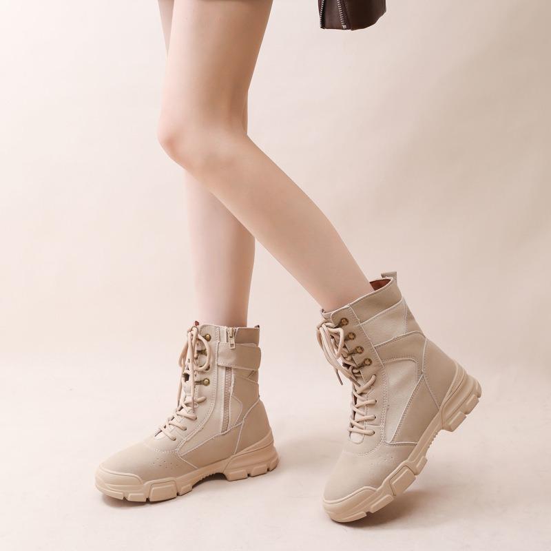 Brown canvas Martin boots women's summer spring and autumn new outdoor hiking shoes versatile desert boots platform short boots