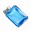 Natural Blue Topaz 91 Ct Emerald Cut   925 Sterling Silver Pendant
