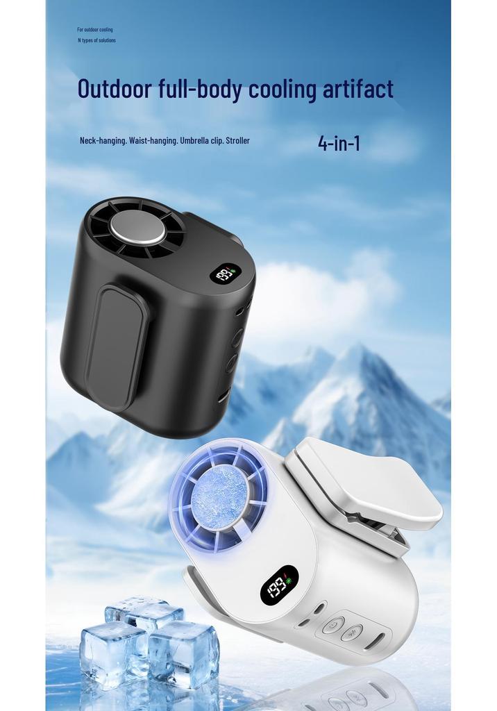 Portable High-Speed Waist Fan: USB Rechargeable, Strong Wind, Low Noise, Ideal for Outdoor High Heat.
