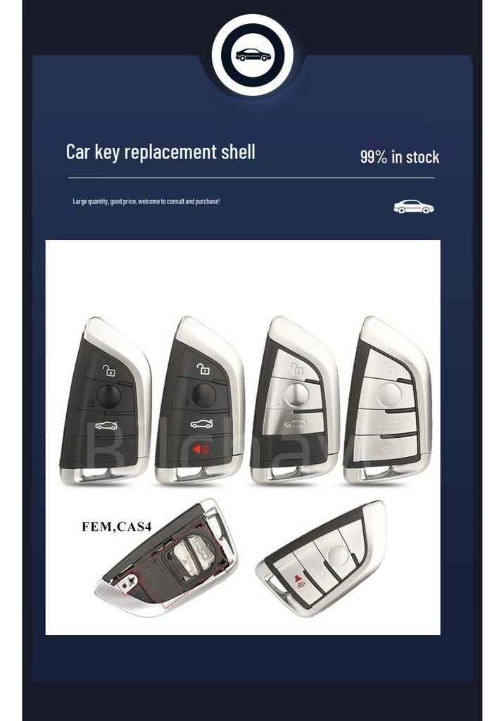 BMW FEM CAS4 Key Shell Replacement - 3/4 Button Smart Card Case