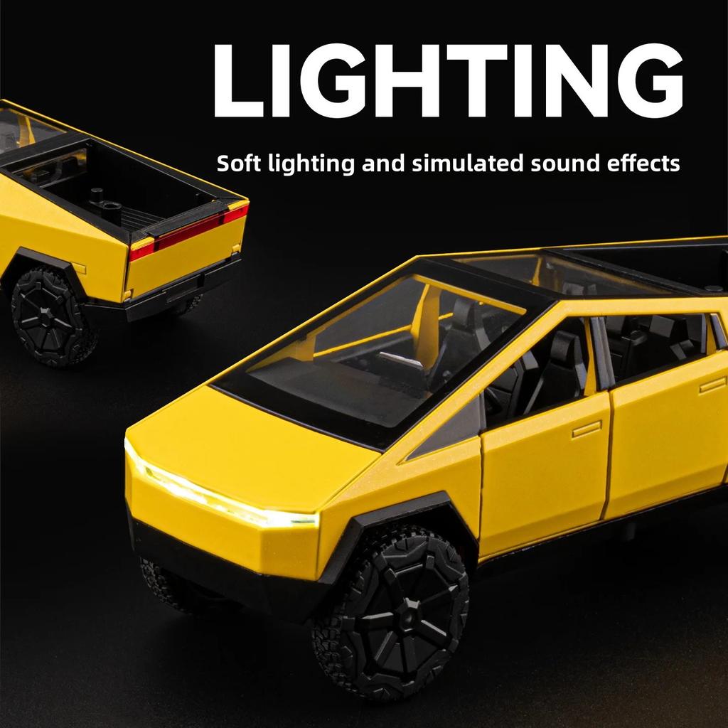 1:32 Cybertruck Alloy Die-Cast Model Car with Pull-Back Action, Sound and Light Effects - Simulation Toy for Boys