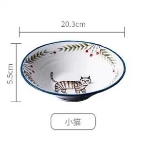 8 inch Ceramic Bowl Noodle Bowl Forest Animal Design Large Creative Restaurant Household Flower
