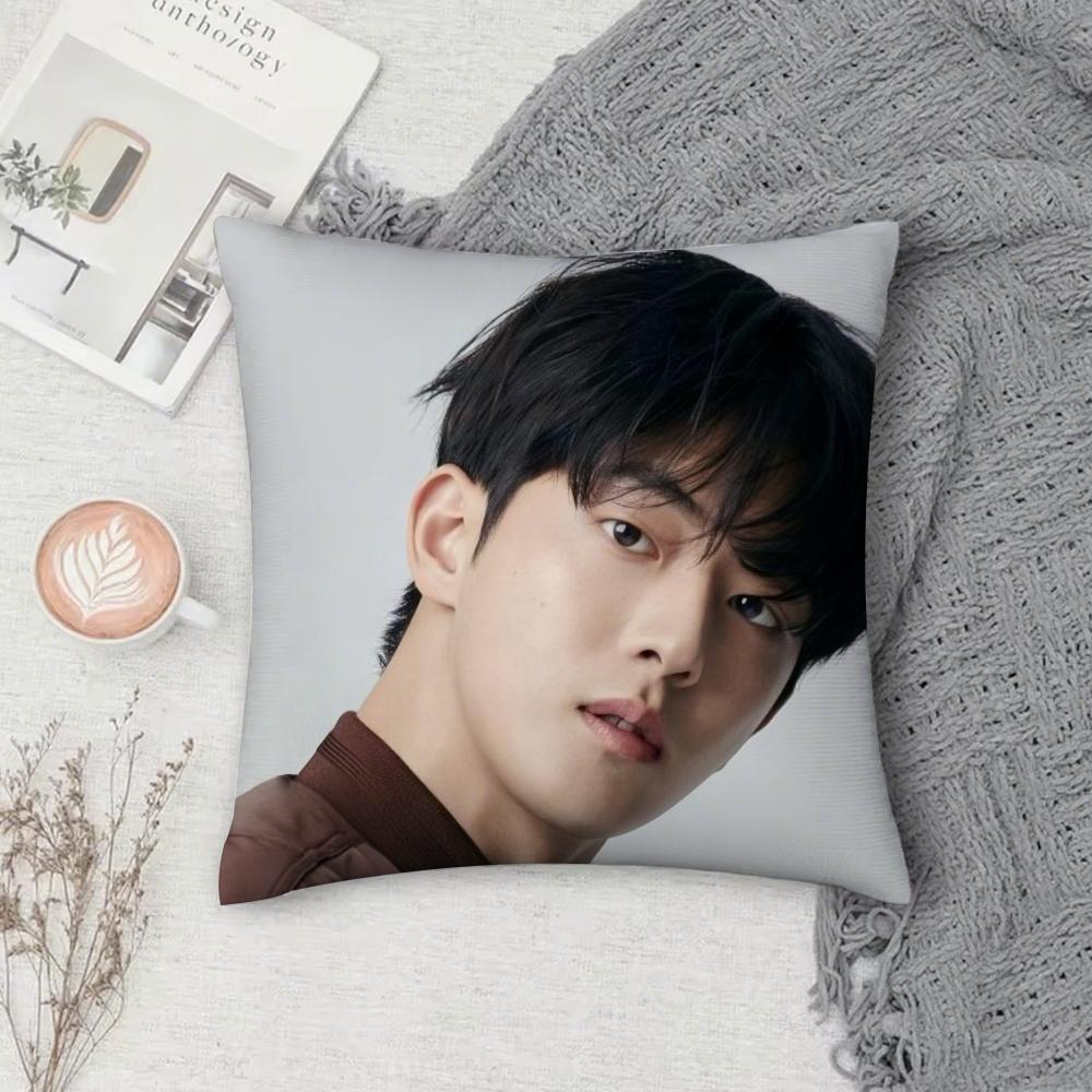 Корея Актер Модель J-Joo Hyuk Nam Наволочка Квадратная Двусторонняя Печать Короткий Плюш Диванная Подушка Подушка для Прикроватной Тумбочки Peach skin 18*18(CM)-1Pcs