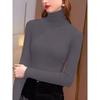 Rollkragen-Basisshirt für Damen Im Herbst und Winter Neues Langarm-T-Shirt Unifarben Thermische Innenschicht Taillen-Top
