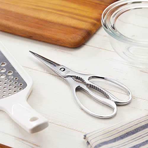 Intec Kaneki All-Stainless Steel Kitchen Scissors, Cook's C-12, Body: Stainless Steel (Forged), Screws: Stainless Steel, Japan, BLY1401