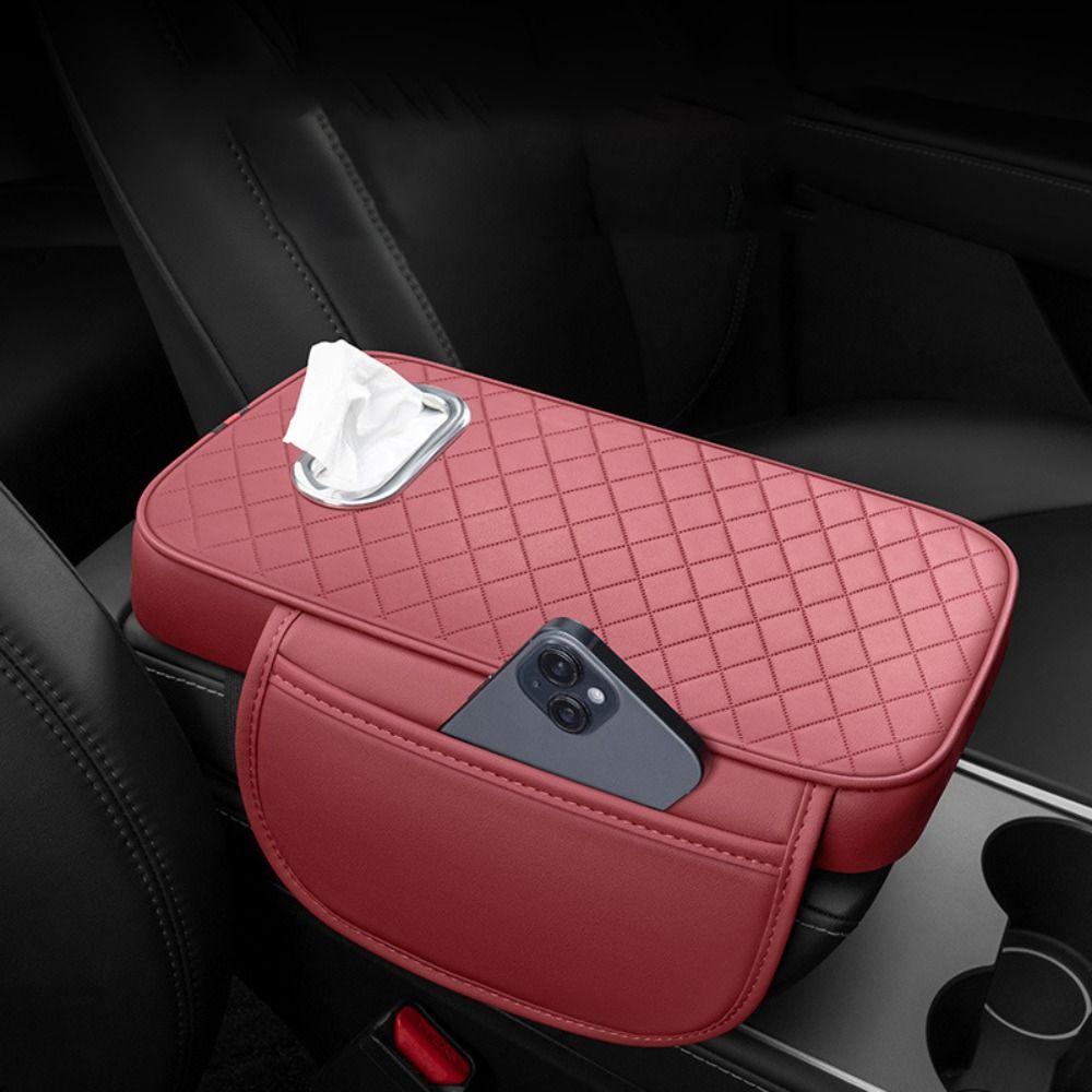 Dust-proof Car Armrest Cover Height Pad With Tissue Storage Armrest Box Storage Bag  Elbow Support