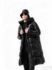 Black Gold Couple's High-End Hooded Long Down Jacket - Unisex, Over-the-Knee, Winter Warmth