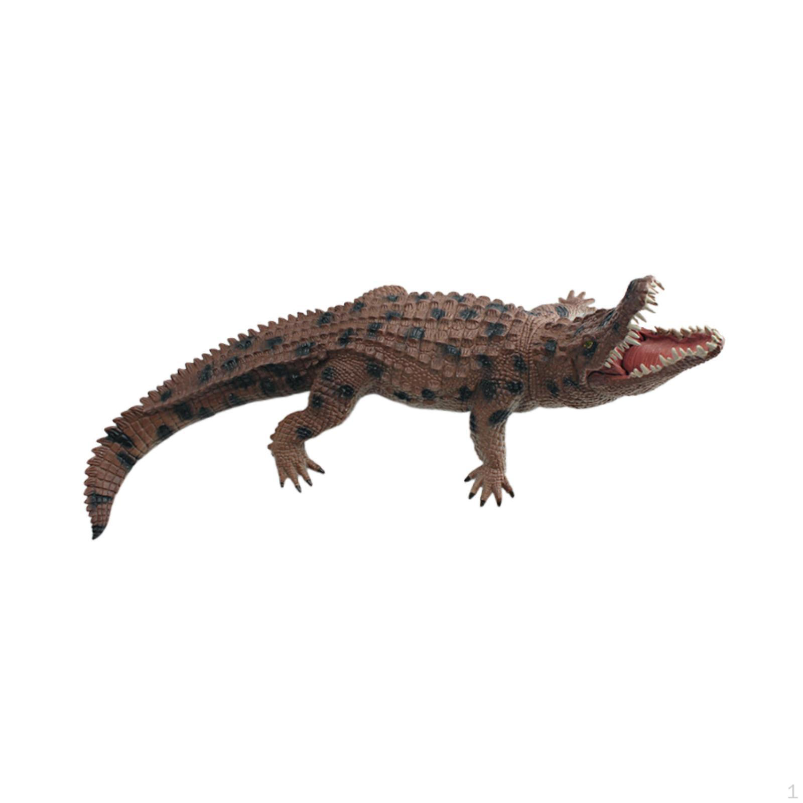 

Figurine Crocodile Figure Toy 12.80inch Simulated Collectible Soft Home Decoration Educational Play коричневий