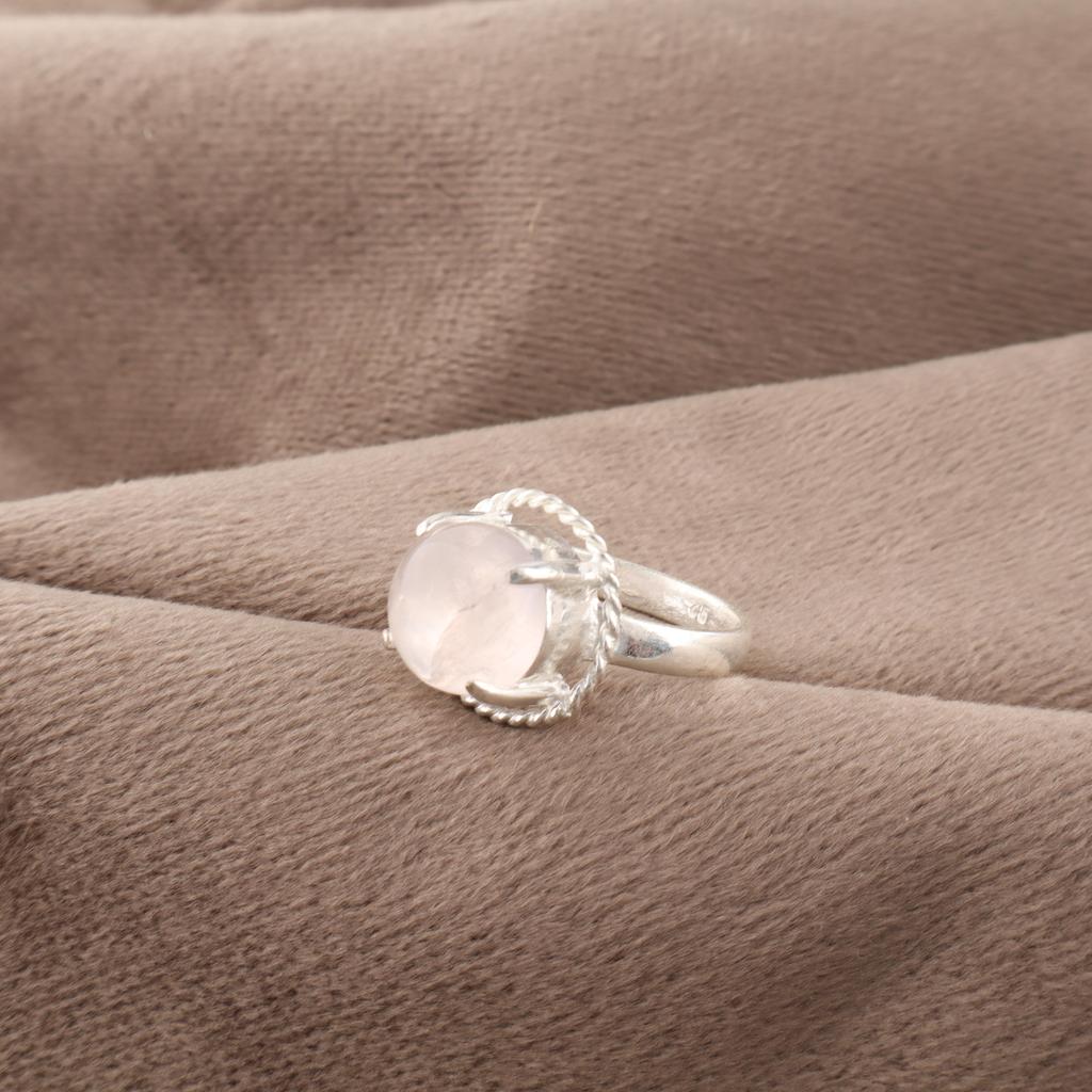 Rosenquarz Edelsteinschmuck, Handgefertigter Silberring, 925 Sterlingsilber Spiritueller Ring, Boho Schmuck Geschenk für Oma