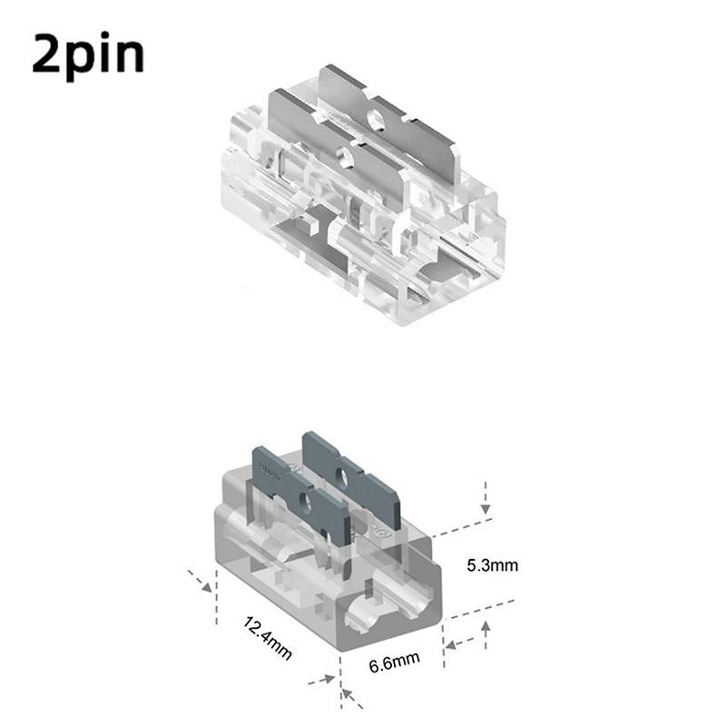 Smd/Cob Welding-Free Transparent Led Connectors 5Mm 8Mm 10Mm 2Pin For Ws2811 Ws2812B Ws2815 5050 Rgbw Rgbcct Led Light Strip