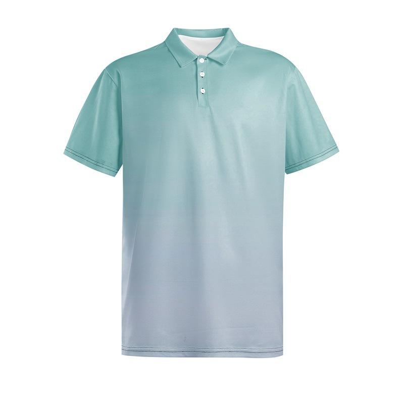 Spring and Summer New Men's Clothing, Men's Gradient Polo Shirt with a Turn-down Collar, Casual Classic Short Sleeves