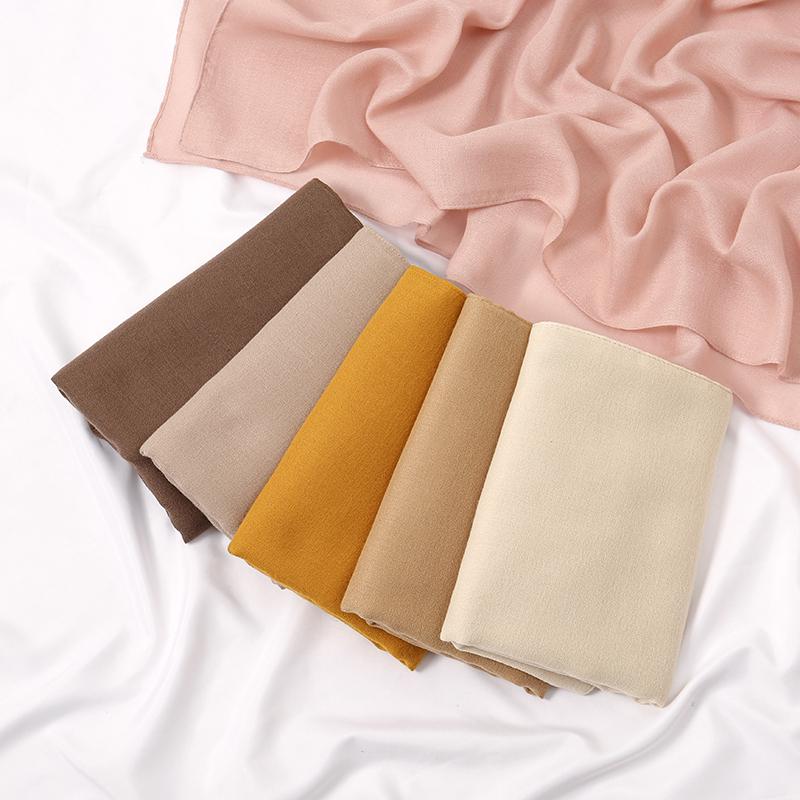 Damen Schlichtes Baumwoll-Leinen-Schal Langes Tuch Weicher Bequemer Voile Hijab Schal Allround-Schal Premium Schwere Baumwolle Muslimischer Turban
