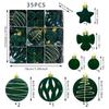 35PCS Flocked Xmas Tree Decor Set Velvet Bows Christmas Ball  Home Holiday Decor