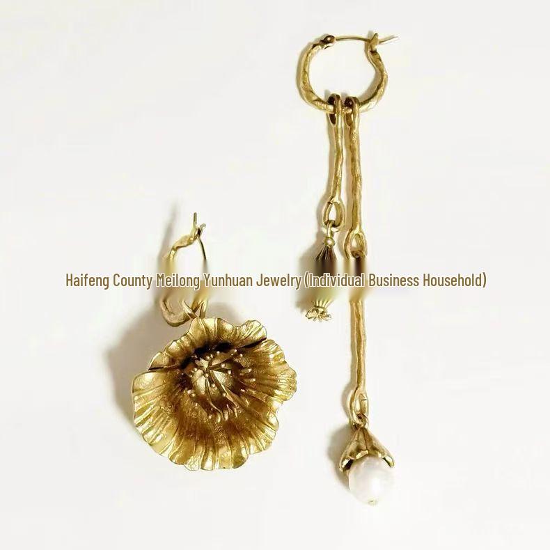 Trendy European & American Tassel Flower Drop Earrings with Ear Cuffs for Women