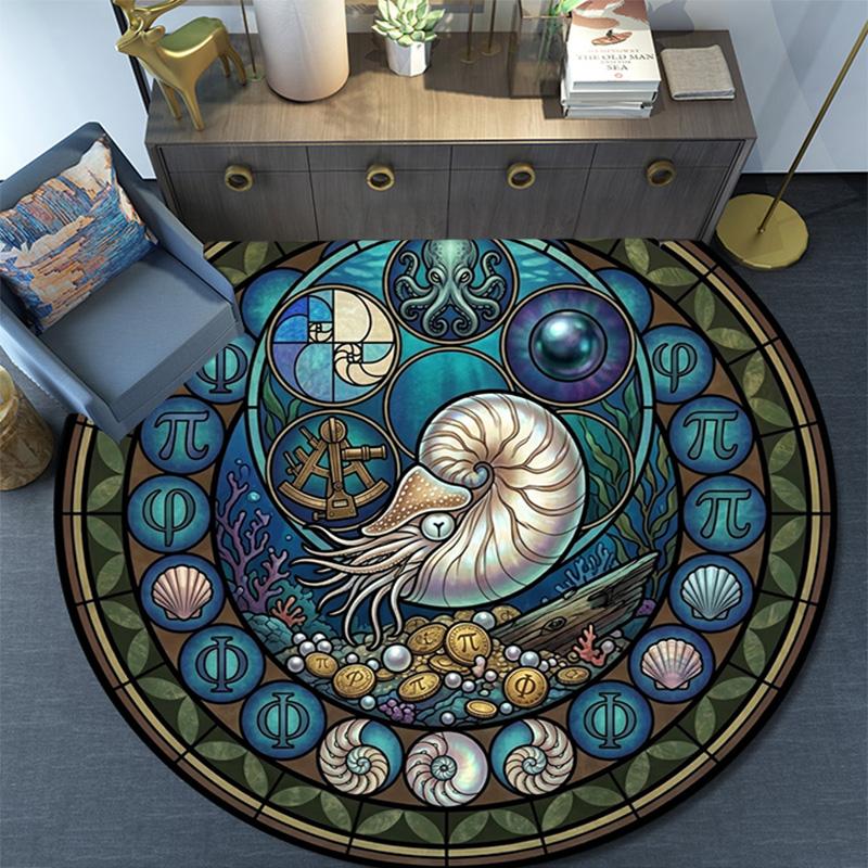 Underwater Treasures Round Area Rug Under Office Chairs Bedroom Living Room Home Decor