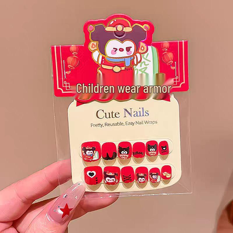 Children's Kuromi New Year Nail Stickers - Self-Adhesive, Festive Wearable Nails
