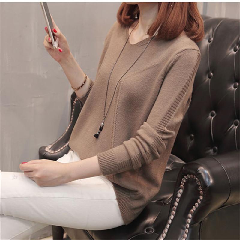 

Весенне-осенний трикотажный свитер с V-образным вырезом и длинными рукавами, женственный, модный, с элегантным темпераментом, нишевый, с разрезами, тонкий пуловер Average size 56-141 коричневый