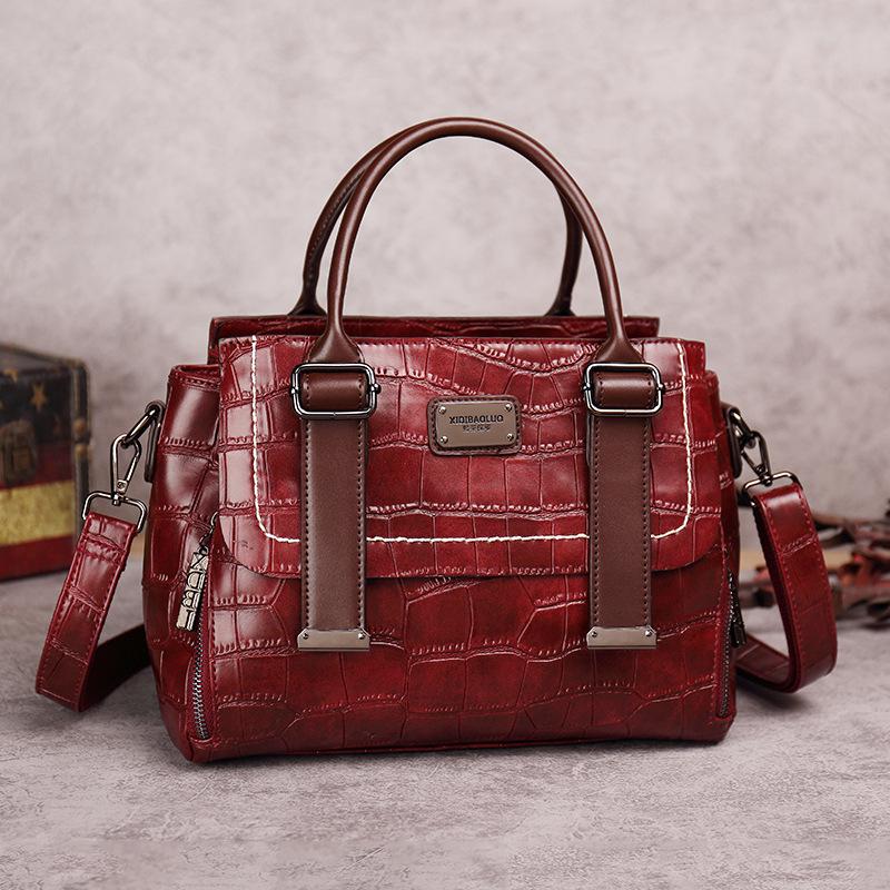 Johnature Retro Olej Vosk Kůže Ženy Kabelka Vzor Kameny Módní Kabelka Velkokapacitní Dámské Kabelky přes rameno a Crossbody