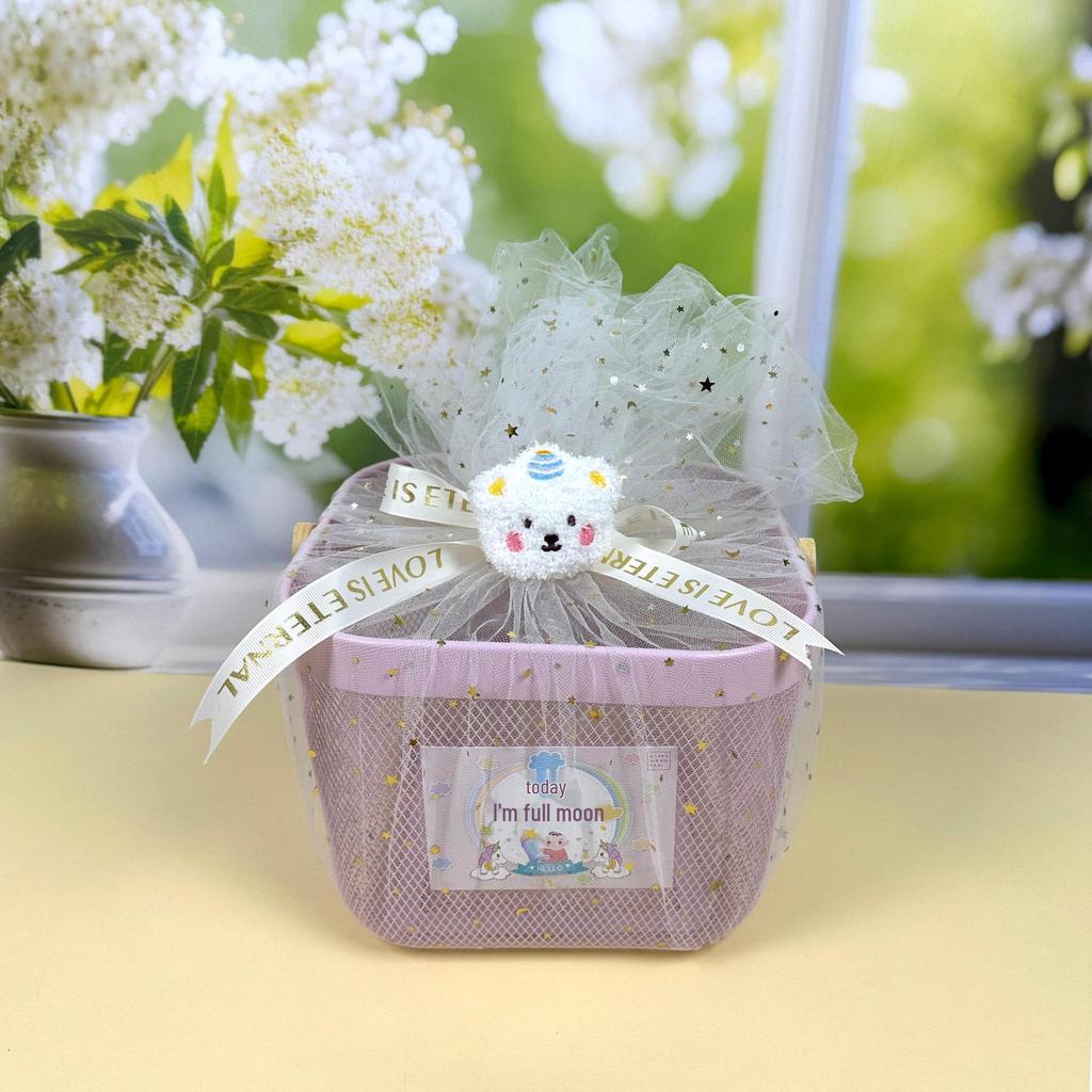 Iron Art Storage & Draining Basket with Wooden Handle - Perfect for Fruit, Vegetables, Full Moon Birthdays, and Housewarming Gifts