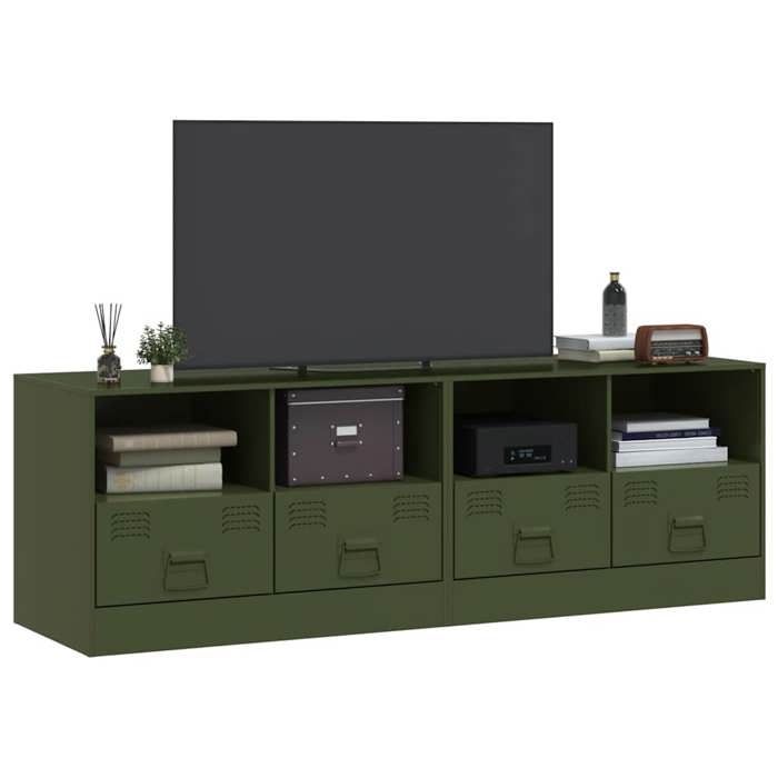 VidaXL Meubles TV 2 pcs vert olive 67x39x44 cm acier 841748