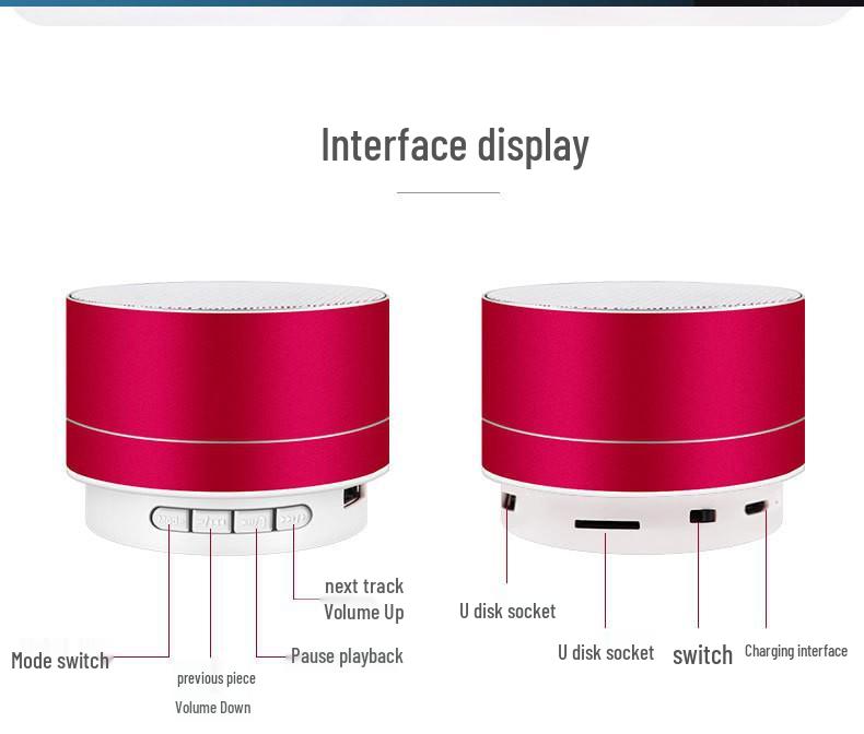 A10 Mini Metal Bluetooth Speaker with Subwoofer, USB, Wireless, and Card Support for Mobile, Computer, and Laptop.