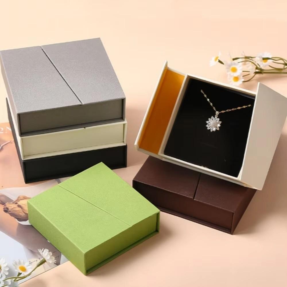 Kraft Paper Jewelry Organizer Box Flip Cover Paper Jewelry Box Ring Necklace Earrings