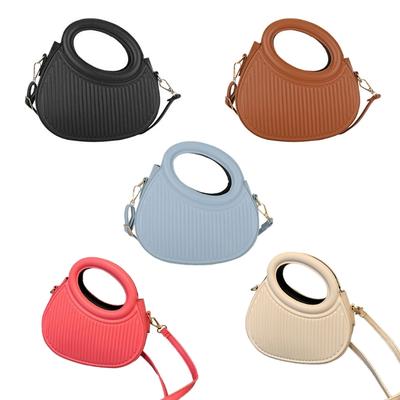 Women PU Leather Shoulder Bag Half Moon Bag Solid Color Crossbody Bag Large Capacity Bag Girl Casual Messengers Bag