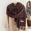 Korean version of the new atmosphere imitation cashmere plaid fringed scarf, men's and women's autumn and winter velvet thickened warm scarf