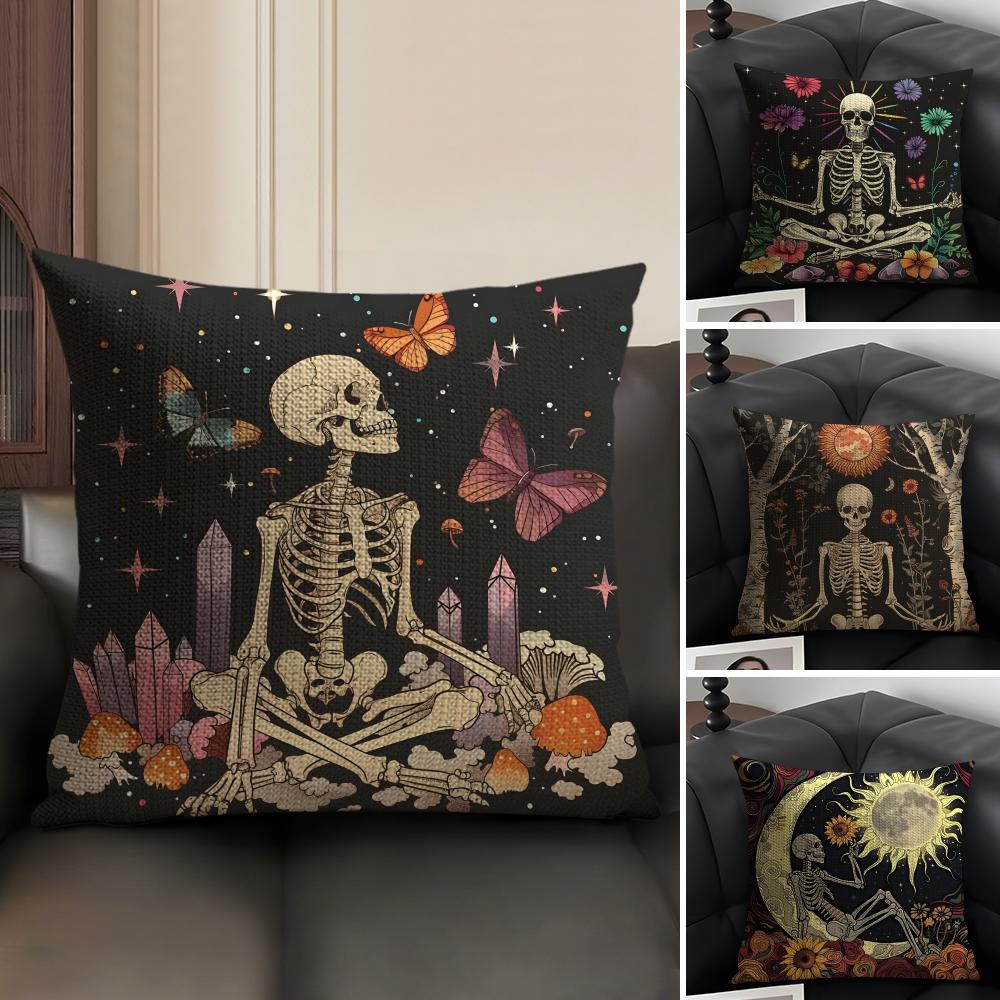 Personalized Art Skeleton Display Pillow Case Pattern Printed Pillowcase For Living Room Sofa Cushion Cover & Bedroom Decor