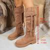 Pleated pile boots tall knight boots women's 2025 new autumn and winter retro British slim boots thick heel western boots