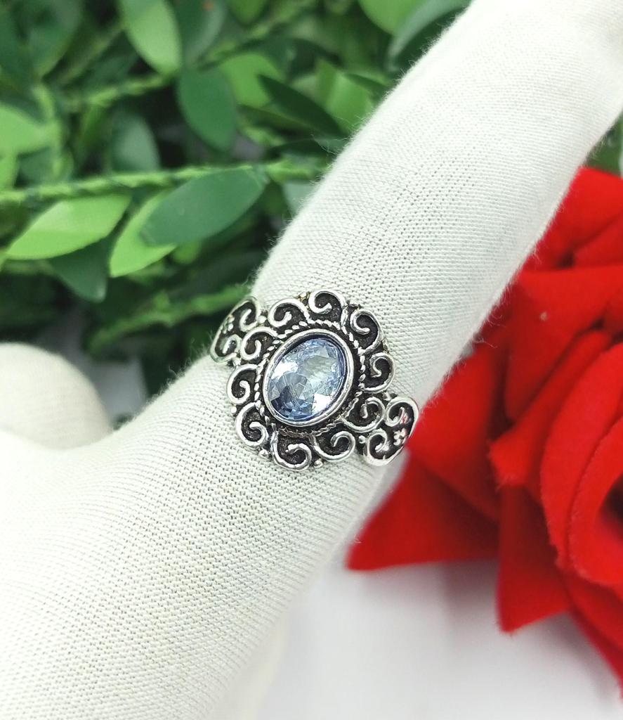 Amazing Blue Topaz Glass 925 Sterling Silver Plated 1 PC Casting Ring