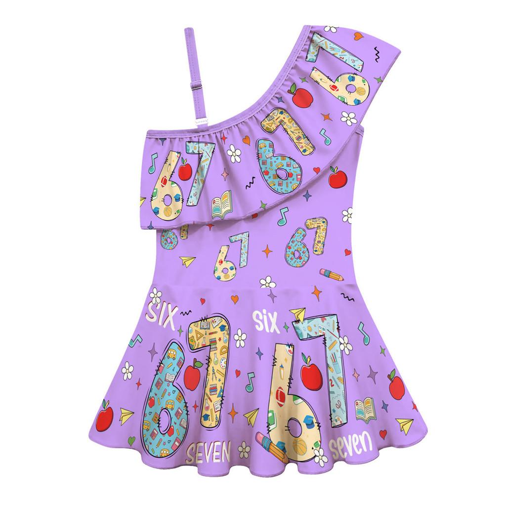 

20767 Kids Girls Steal a Brainrot 67 Print One-piece Swimsuit Swimwear 160cm