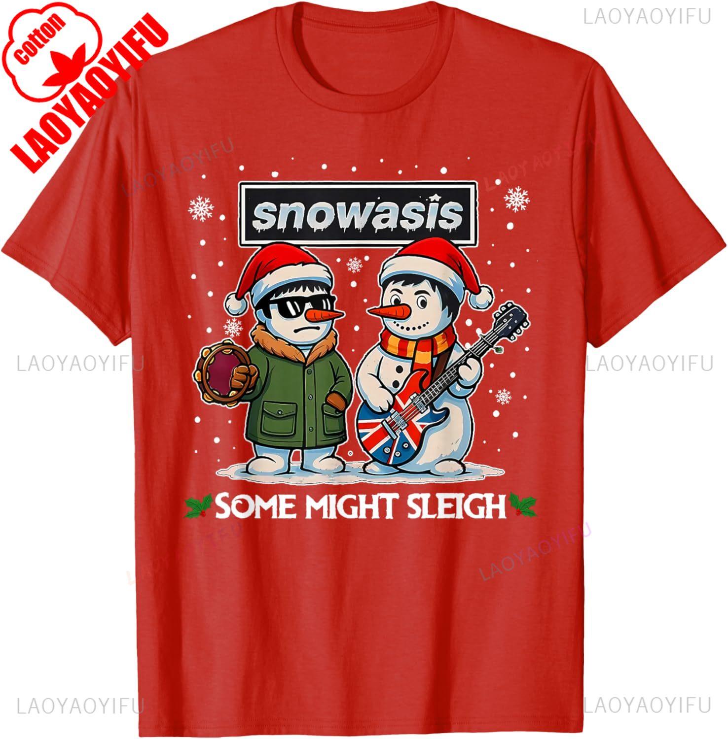 Unique Funny SNOWASIS Some Might Sleigh Snowman Rock Band Parody Regular Short Sleeve TShirt New Arrival Unisex Crewneck Tops S