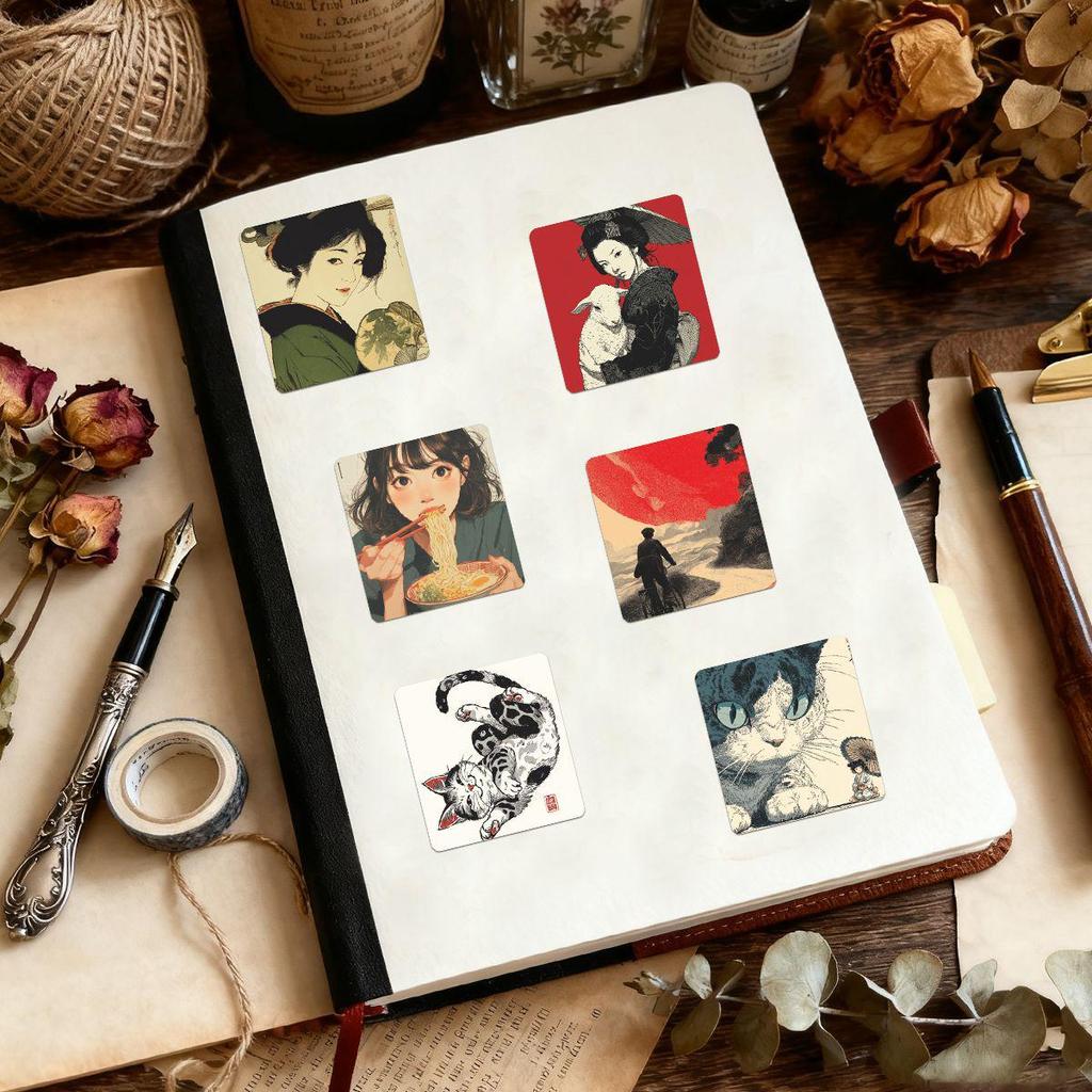 58 Japanese Retro Cartoon Illustration Stickers for Journals, Notebooks, Suitcases, DIY Projects