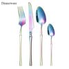 Rainbow Tableware Stainless Steel Flatware Cutlery Set Dinner Fork Knife Coffee Spoon Kitchen Dinnerware Silverware Set