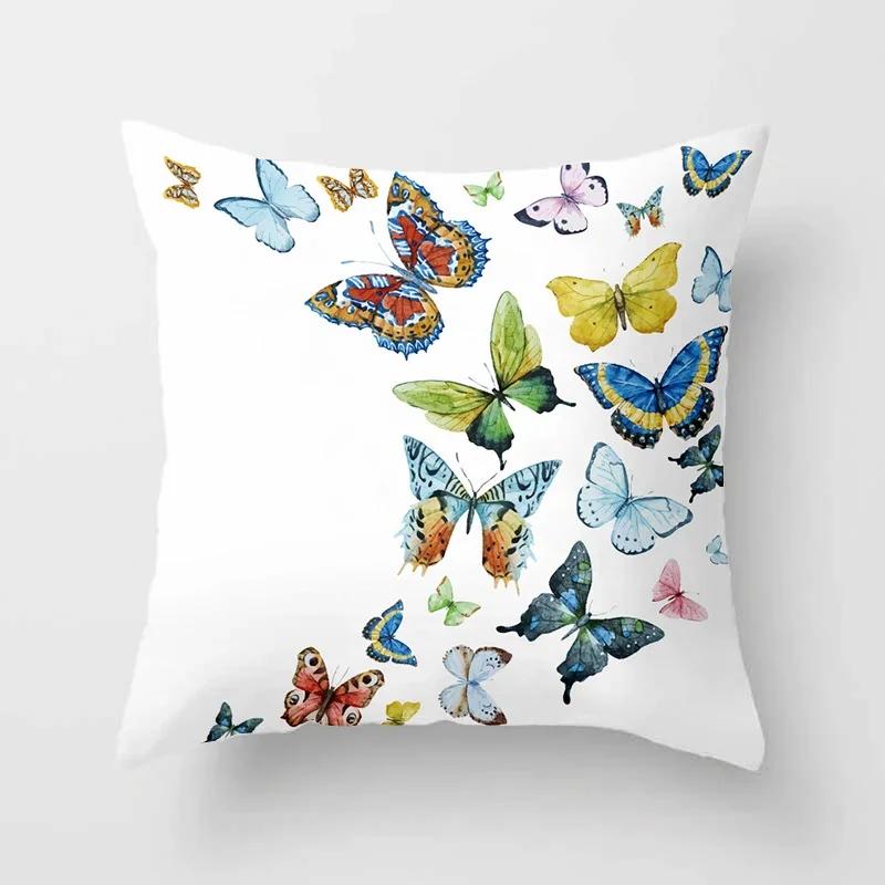 Dekorativní domácí polštáře Retro motýl Měkký povlak na polštář pro obývací pokoj Na pohovku Povlak na polštář x Polštář 89P
