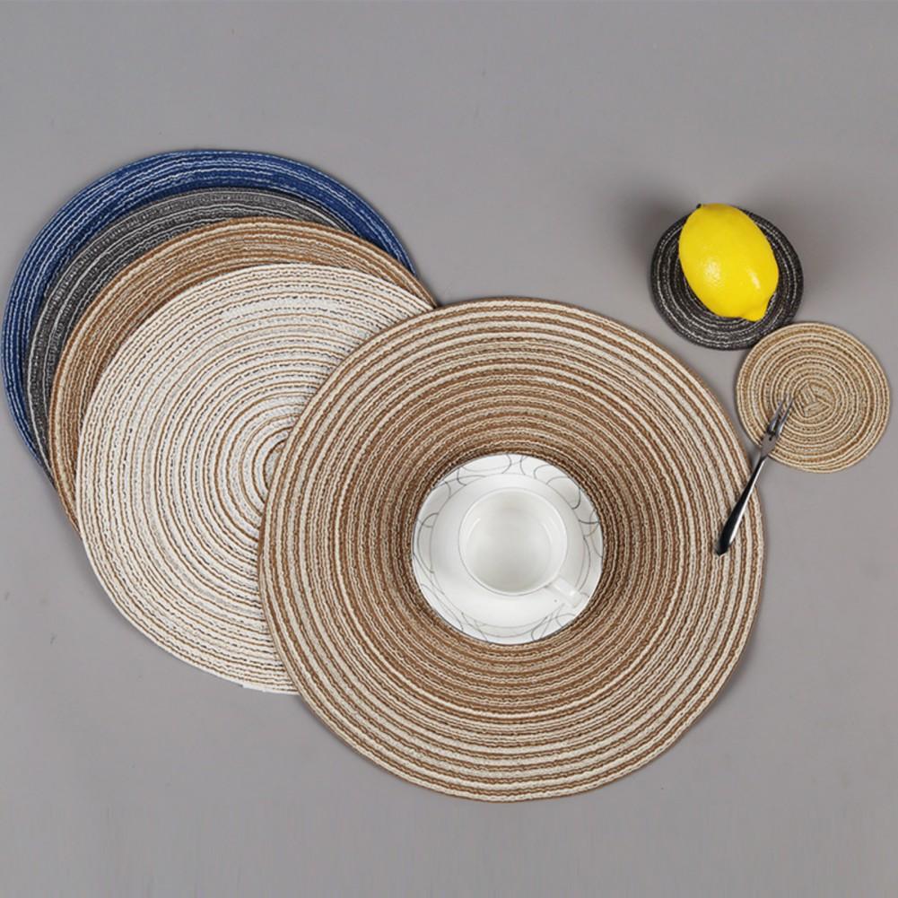 1PC 18cm Round Woven Non-slip Placemat Coaster Insulation Pad Mug Cup Table Mat Home Decor Kitchen Accessory