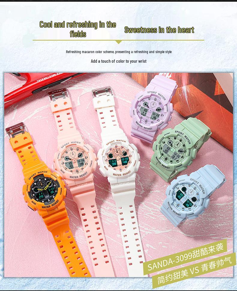 Sanda Personalized Multifunctional Outdoor Sports Watch for Men and Women - Luminous, Waterproof, Dual Display Digital Wristwatch.