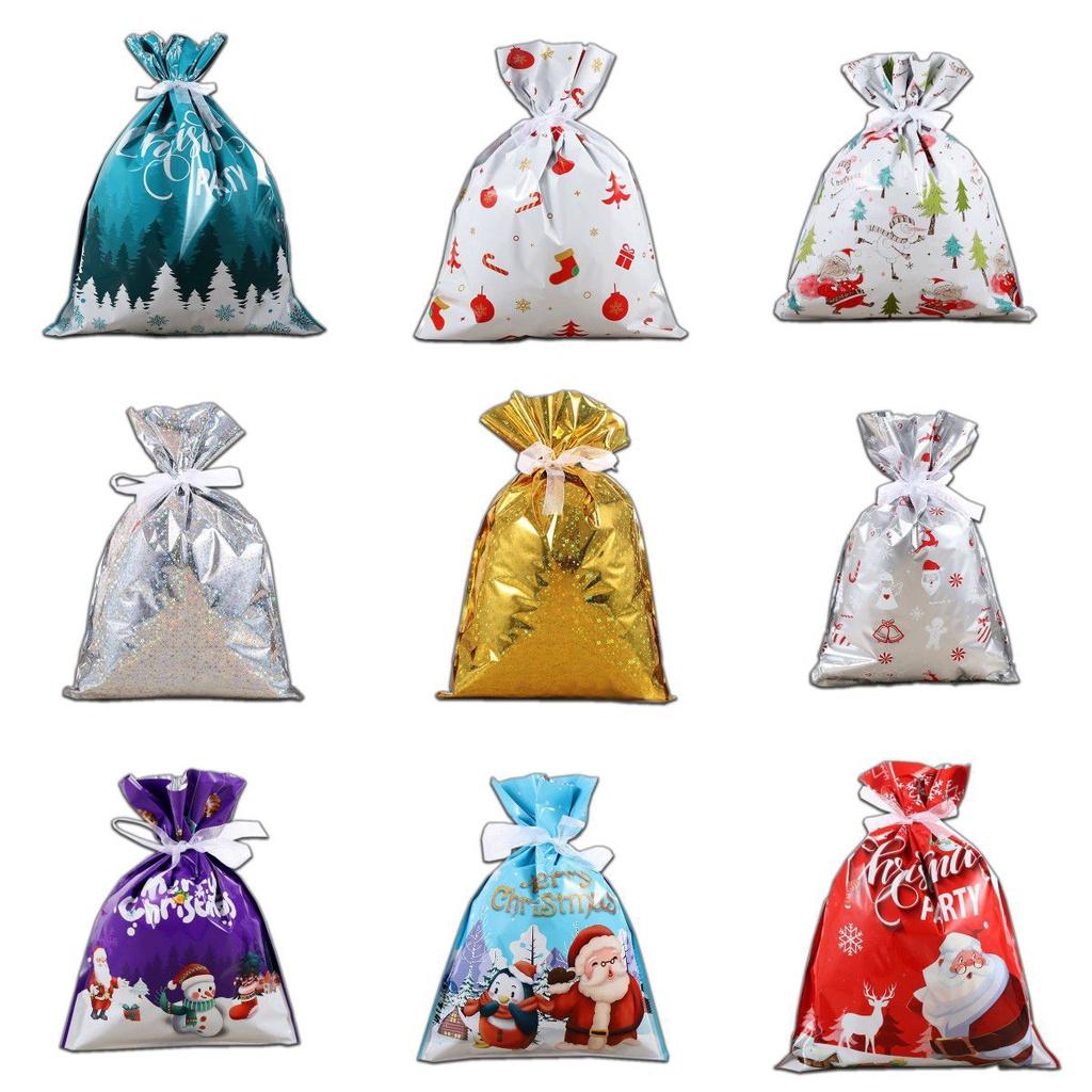 Adorable Large Christmas Gift Bag Set With Ribbon Perfect For Holiday Candy Storage And Wrapping Needs