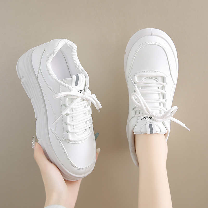 Fashion Spring Thick Sole White Women Shoes Woven Sneakers Size 50 Tenis 47 Sports Choes Fashion Industrial Sewing Practice Pretty