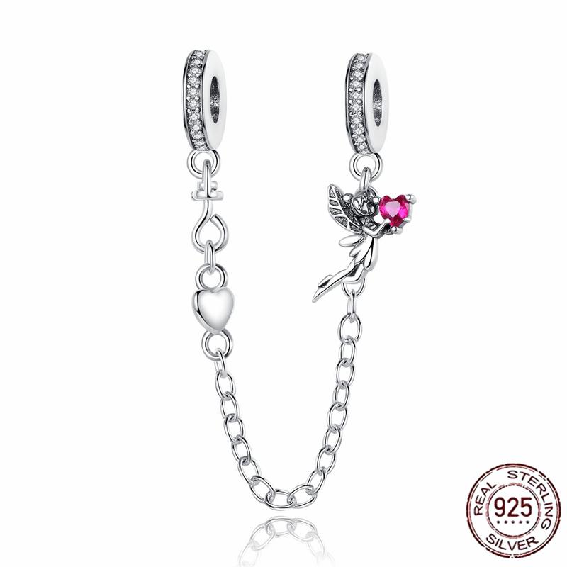 Stříbrný Křišťálový Pavé Bezpečnostní Řetízek Pevný Klip Pramen Přívěsek Vhodný pro Ženy Náramek Stříbrné Šperky Párty Narozeninový Dárek