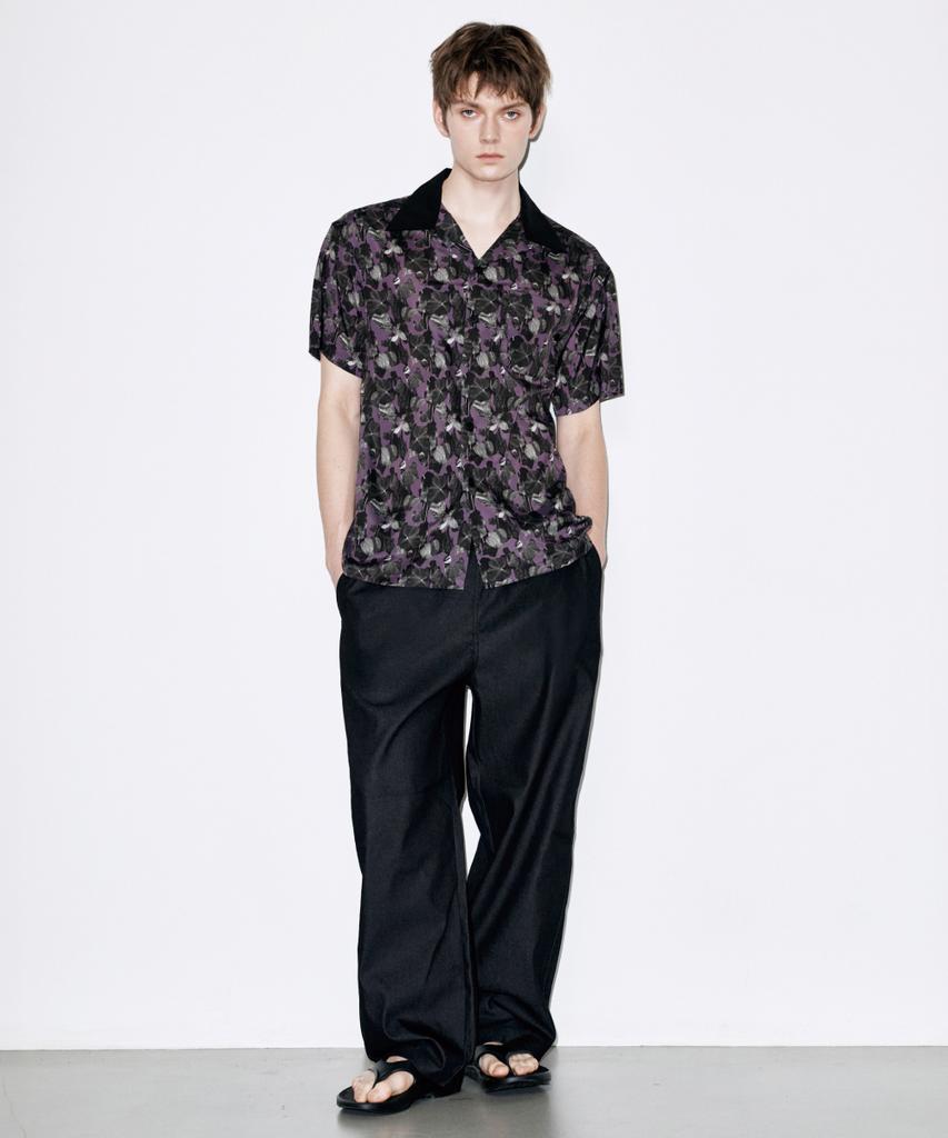 Koldeubeullaengkis Nocturnal Bloom Graphic Print Purple Short Sleeve Summer Shirt
