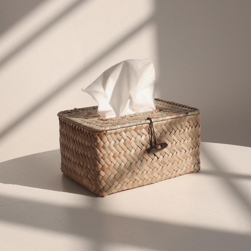 Retro Rattan Woven Tissue and Remote Holder