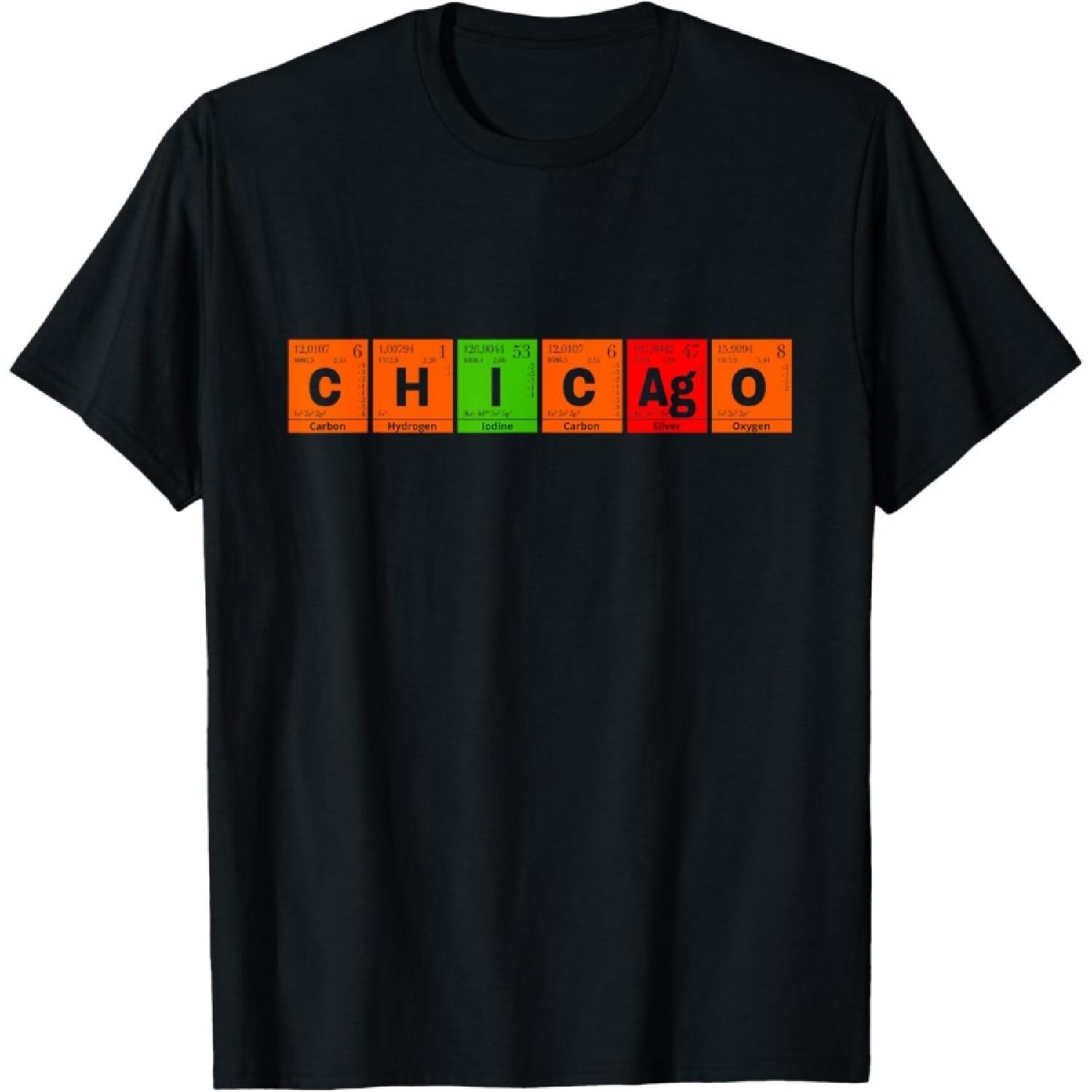 Чикаго основные элементы C H I C Ag O наука футболка футболка S