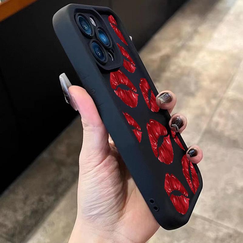 Soft Phone Case For Samsung Galaxy A16 A26 A36 A56 A55 A54 A53 S25 Ultra S24 FE S23 Plus S22 With Burning Red Lips Design Cover