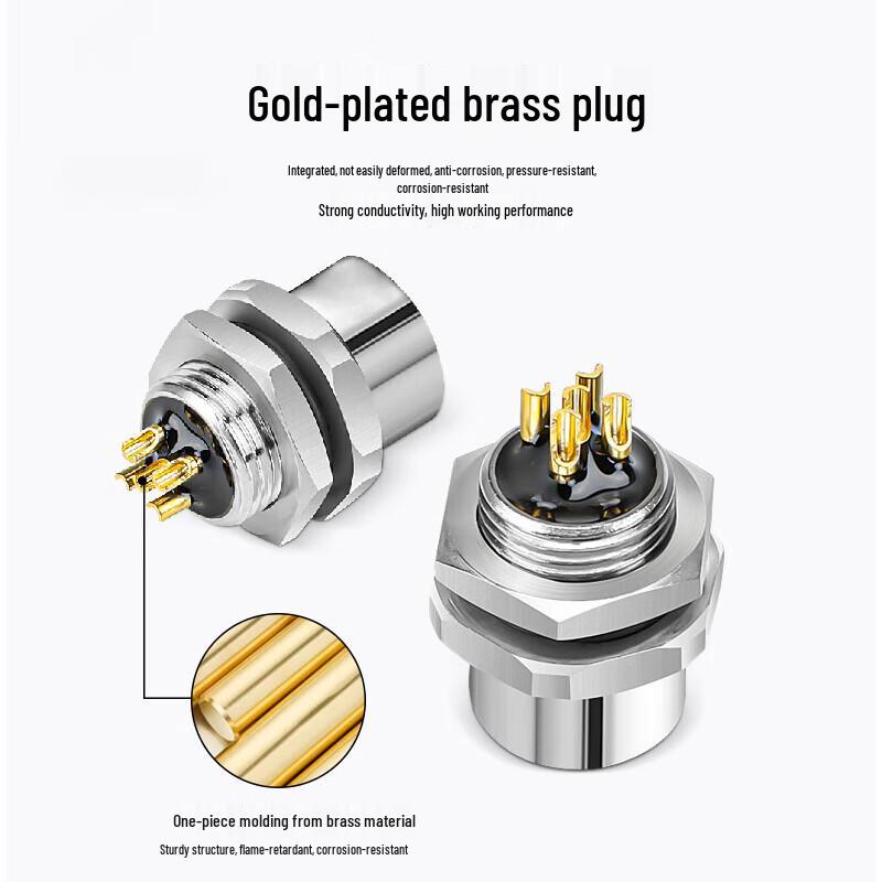 M8 3-Core Straight Male Aviation Cable Connector