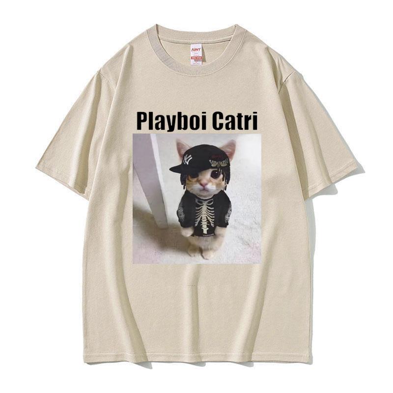 Playboi Carti Cute Cat Meme Funny Narcissist Opium Tshirt for Men Women Hip Hop Fashion T Shirt Casual Cotton Oversized Tshirts